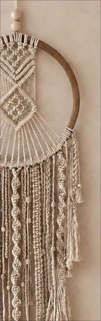Boho Macrame Wall Hanging, Large Dream Catcher Wall Decor, Handmade Neutral Home Decor, Rustic Fiber Art