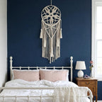 Large Round Macrame Dreamcatcher Boho Tassel Woven Wall Hanging, 30 cm Iron Ring, Cotton Cord, 4 Colors