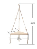 Wooden Corner Shelf Wall Decor | Macrame Floating Shelf | Boho Hanging Plant Shelf