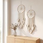 Boho Dreamcatcher Wall Decor Ivory Rose Pink Macrame Hanging for Dining Room Bedroom