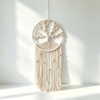 Boho Dreamcatcher Wall Decor Ivory Rose Pink Macrame Hanging for Dining Room Bedroom