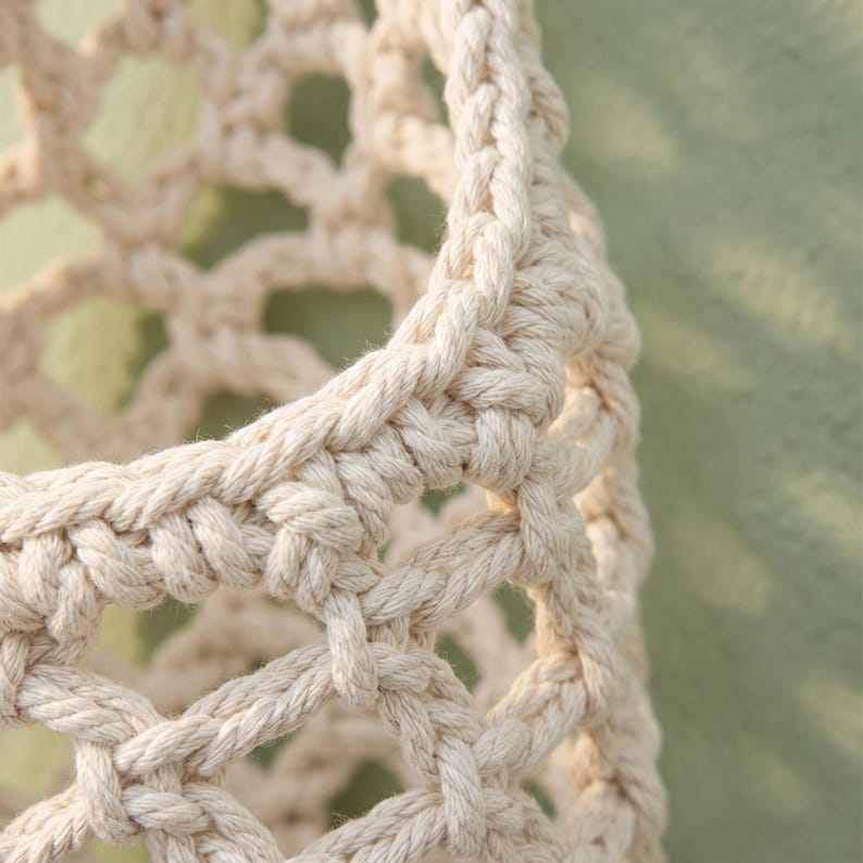 Woven Cotton Rope Fruit Net Bag, Hanging Kitchen Organizer, Boho Decor, Natural Storage