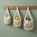 Woven Cotton Rope Fruit Net Bag, Hanging Kitchen Organizer, Boho Decor, Natural Storage