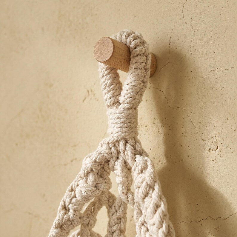 Woven Cotton Rope Fruit Net Bag, Hanging Kitchen Organizer, Boho Decor, Natural Storage