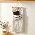 Cotton Macrame Wall Hanging Pocket Organizer 30x60cm Natural Decor