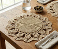 Round Macrame Placemat 16 Inch Cotton Woven Mat with Fringe Boho Farmhouse Table Decor