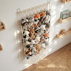 4-Tier Macrame Toy Organizer, Large Stuffed Animal Storage Net, Boho Nursery Plushie Holder