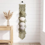 Cotton Rope Macrame Hat Organizer, Wall or Door Hanging Hat Holder, Boho Hat Storage for 5-7 Hats, Natural