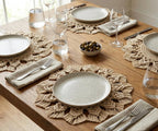 Round Macrame Placemat 16 Inch Cotton Woven Mat with Fringe Boho Farmhouse Table Decor