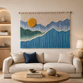 Woven Wall Hanging Fiber Art Tapestry, Scandinavian Boho Wall Decor, Natural Cotton Rope, Wooden Rod Included