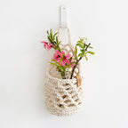 Teardrop Woven Hanging Basket Boho Wall Organizer Rustic Kitchen Produce Holder
