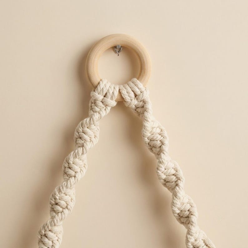 Macrame Shelf Boho Wall Mounted Natural Wood with Tassels