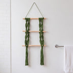 Boho Macrame Woven Wall Hanging Shelf 30x80cm, Wall Organizer for Entryway, Bathroom, Living Room