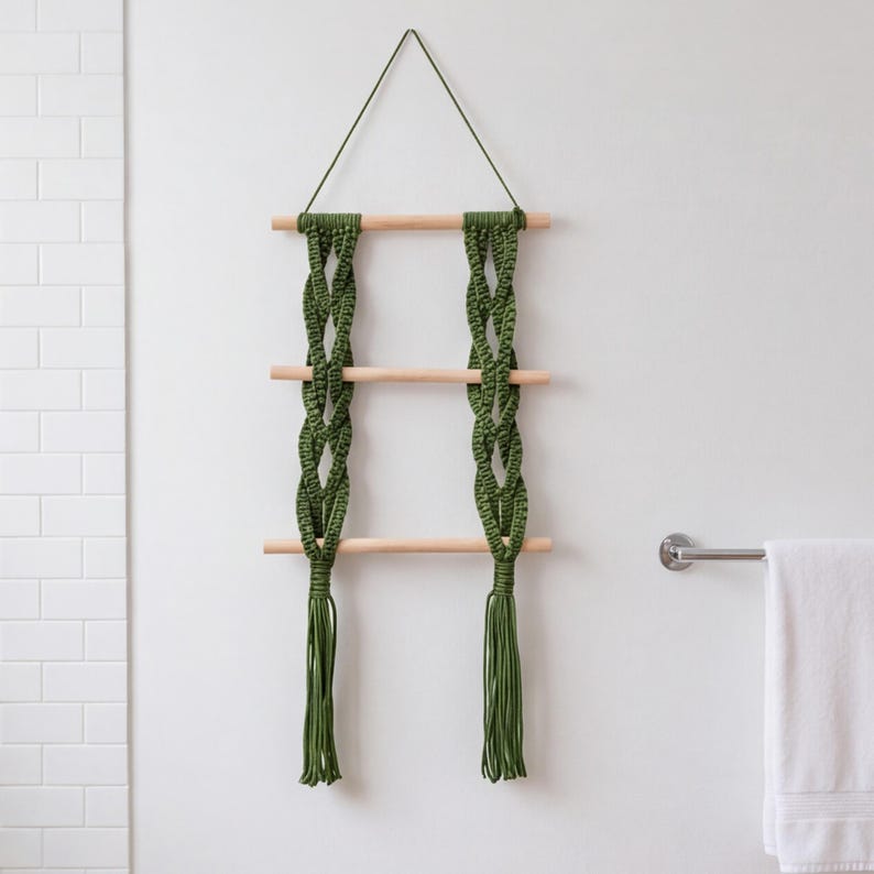 Boho Macrame Woven Wall Hanging Shelf 30x80cm, Wall Organizer for Entryway, Bathroom, Living Room