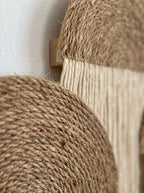 Arch Macrame Wall Hanging Set of 3, Jute Yarn Fringe Tapestry, Mid Century Modern Living Room Decor, Earthy Wall Art, Mustard Brown Cream