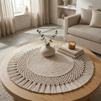 Round Cotton Rope Macrame Placemat, Boho Table Centerpiece, 12-20 inch, Multiple Colors