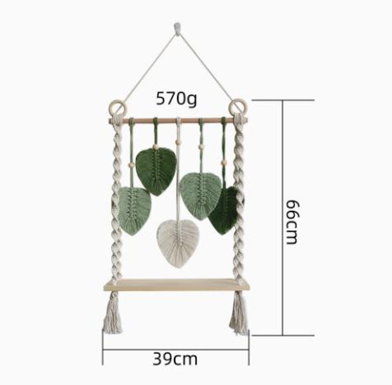 Macrame Wall Shelf Woven Hanging Shelf for Plant Display, Boho Home Decor, 2 Styles