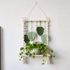 Macrame Wall Shelf Woven Hanging Shelf for Plant Display, Boho Home Decor, 2 Styles