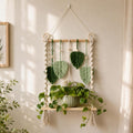 Macrame Wall Shelf Woven Hanging Shelf for Plant Display, Boho Home Decor, 2 Styles