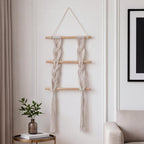 Boho Macrame Woven Wall Hanging Shelf 30x80cm, Wall Organizer for Entryway, Bathroom, Living Room