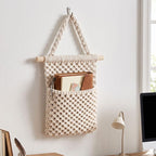 Wall Hanging Rope Storage Basket with Wooden Dowel, 6.5x11 in