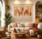 Large Cotton Macrame Wall Hanging Boho Woven Fiber Art Natural Wooden Dowel Home Decor